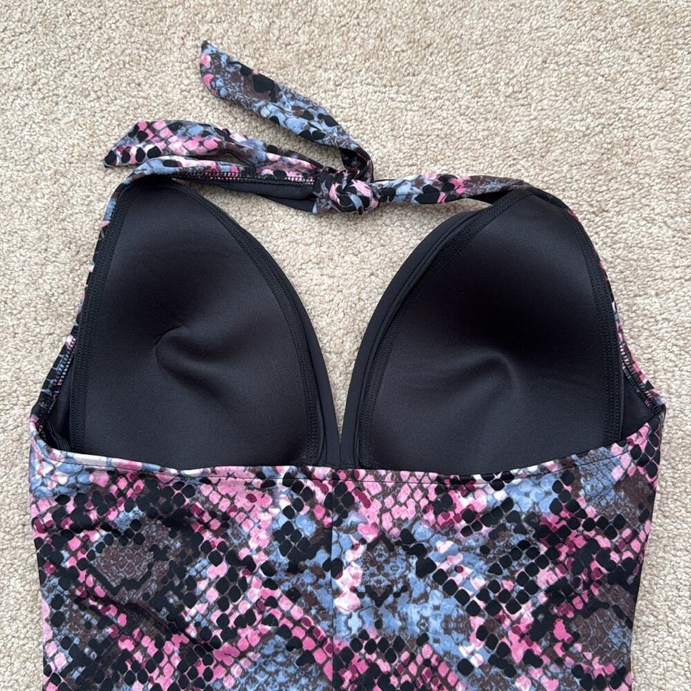 NWOT Magicsuit Python Danika Halter Tie Ruched One Piece Swimsuit Size 16 - Picture 4 of 8